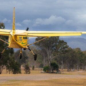 Toogoolawah Airstrip (Queensland). I was riding my ebike along the Brisbane Valley Rail Trail when I spotted a dozen skydivers tumble from the plane.