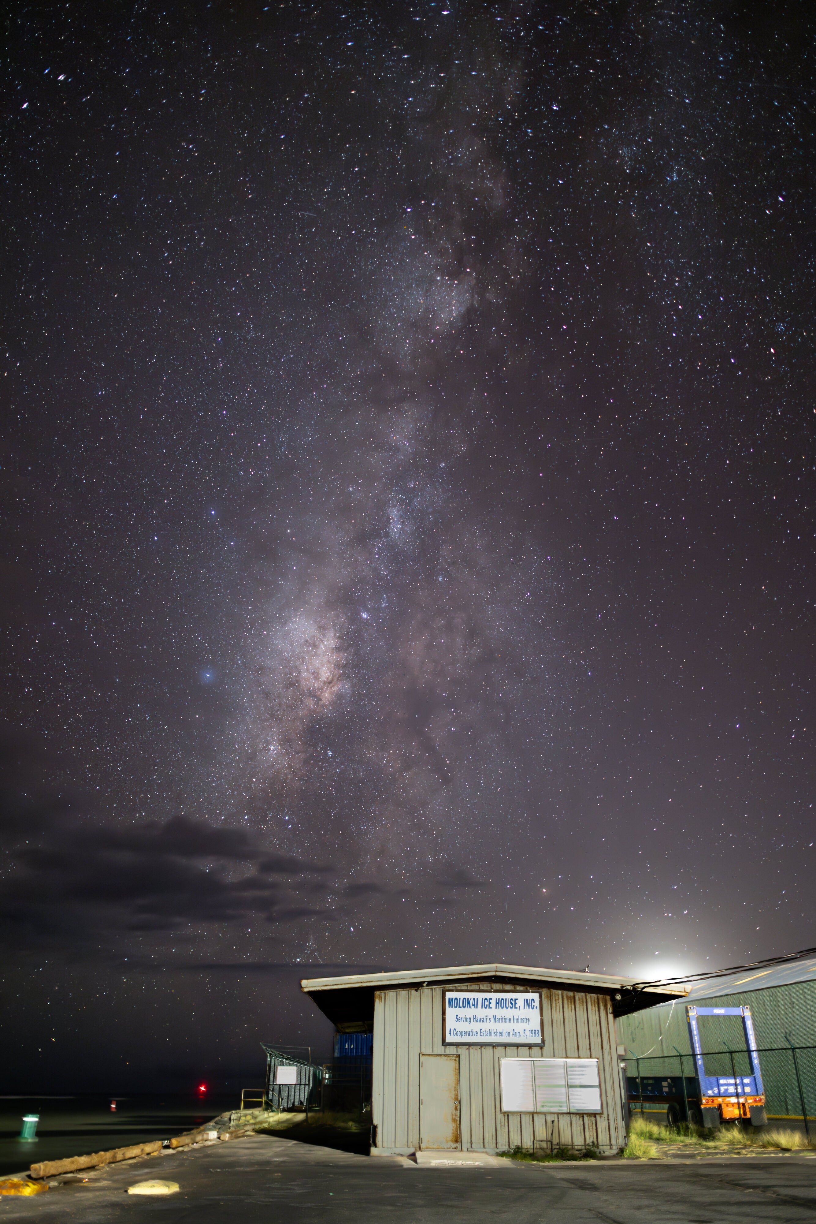Milky Way over the Ice House on the Kaunakakai Wharf, Molokai, Hawaii