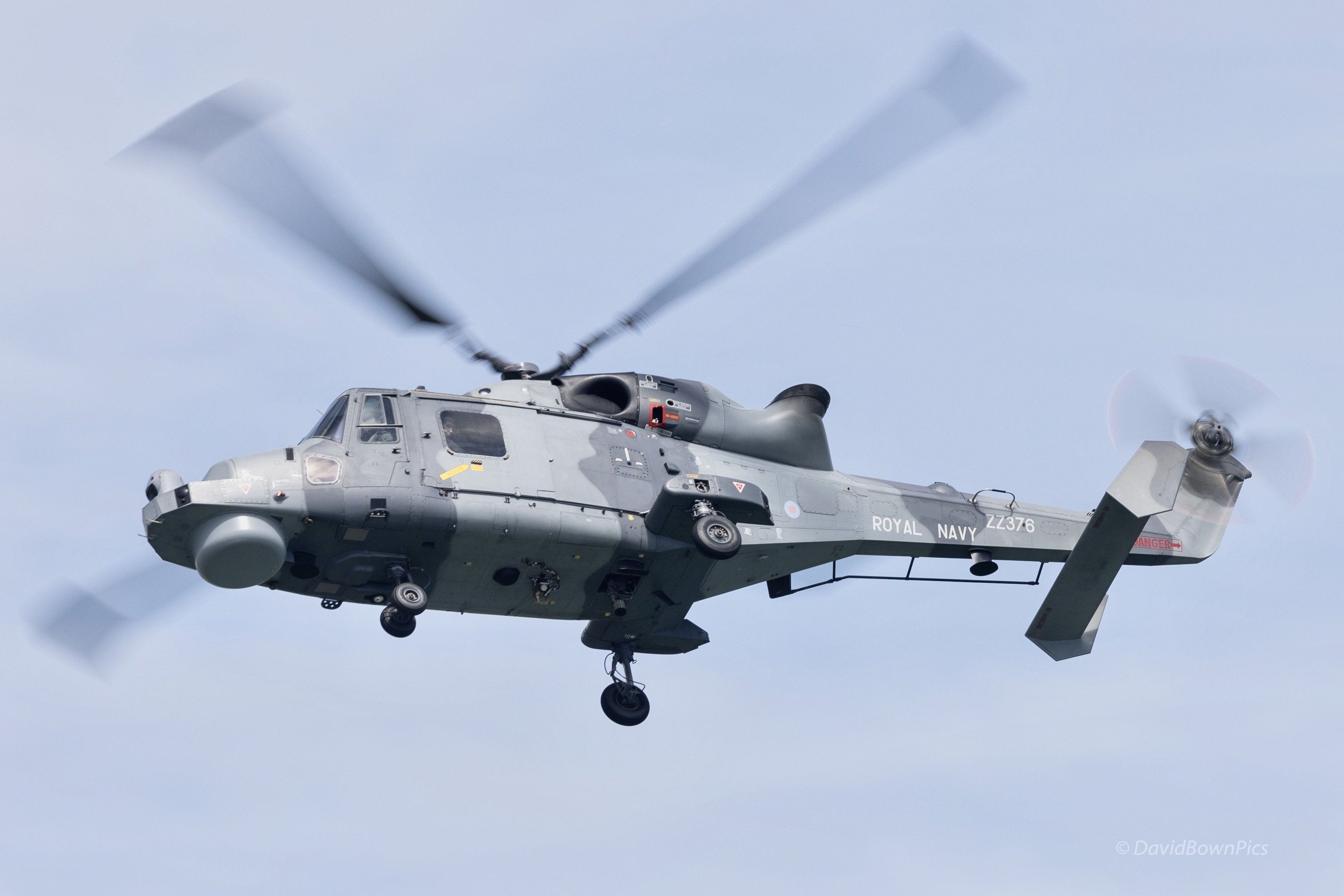 ZZ376 Royal Navy Wildcat flying along the Dart.